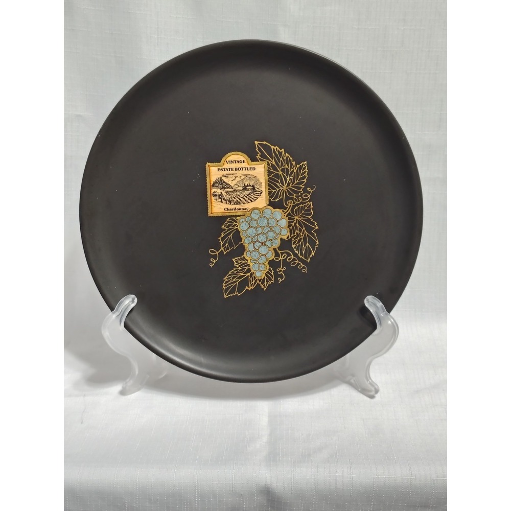 Couroc Of Monterey California Melamine Inlaid Chardonnay Wine Grapes 10" Round